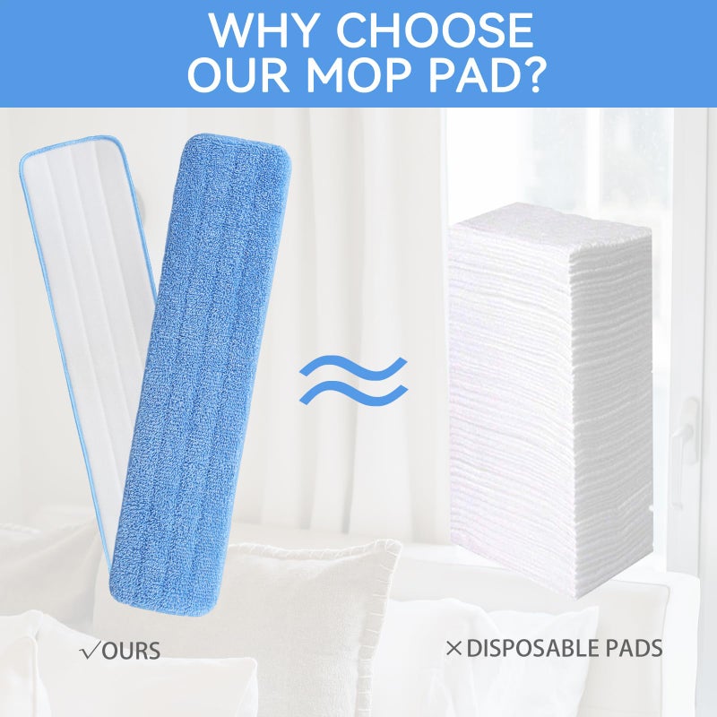 BeiLan Replacement Microfiber Pad for Rubbermaid Commercial 24 Inch Mop Head - 8 Pack Wet & Dry Commercial Cleaning Refills Reusable Mop Refills Fit for Any Microfiber Flat Mop System 24"" - Image 4